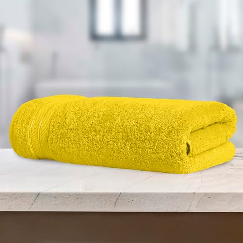Image of Elegant Comfort Three Line Popcorn Towel Set for Bathroom 35 x 70 inches, Premium Hotel Quality 1-Pack Jumbo Towels, 100% Turkish Cotton, Soft and Durable, Quick Dry and Highly Absorbent, Yellow