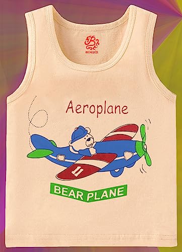 Image of BENAVJI Light Color Printed Soft Cotton Regular Fit Sleevless Baniyan Unisex Boys' & Girls Kids Vest Pack of 6