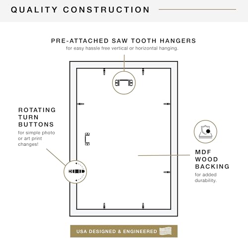 MCS Studio Gallery 12x18 Picture Frame Black Woodgrain, Rectangle Photo Frame for Photos, Posters & Art Prints (2-Pack)