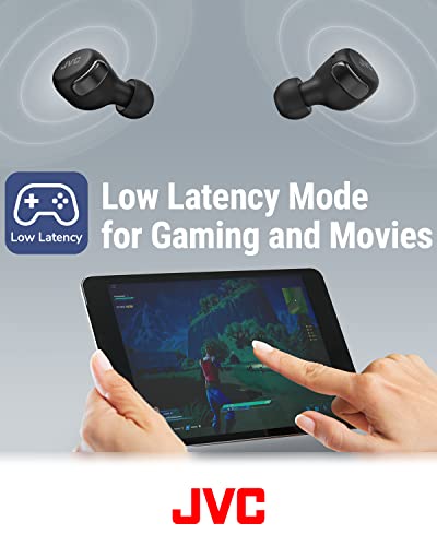 Image of JVC Compact True Wireless Headphones with Active Noise Cancelling, Low-Latency Mode for Gaming and Movies, Bluetooth 5.2, Long Battery Life (up to 21 Hours) - HAA30TA (Blue), Small