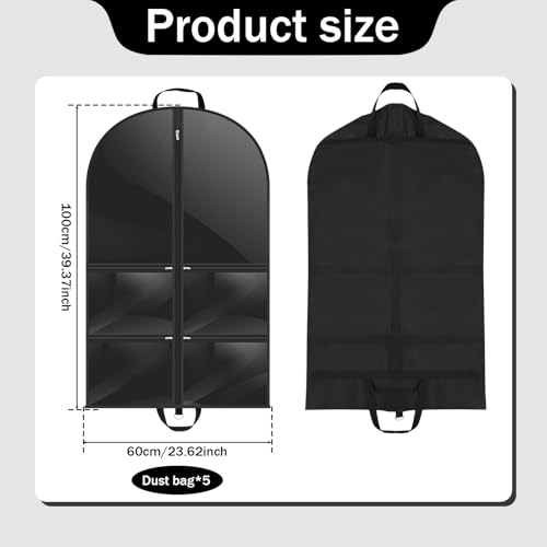 5Pcs Clear Dance Costume Garment Bags, Dust Proof Bags 40'' for Suits Dresses Foldable Zipper Closure Dance Costume Bag With Multi Zippered Pockets for Dances Competitions Ballet2