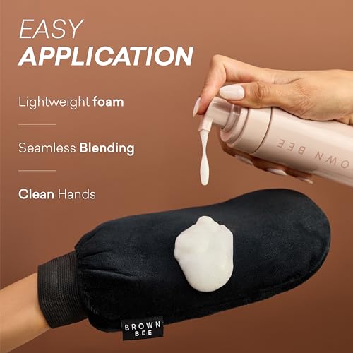 Image of Brown Bee Self Tanning Application Mitt - Reusable Microfiber Mitt for Streak-Free Self Tanner, Even Bronze & Clean Hands