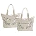ElegantPark Bridesmaid Tote Bag for Wedding Gifts Zip Canvas 100% Cotton 2 Pcs