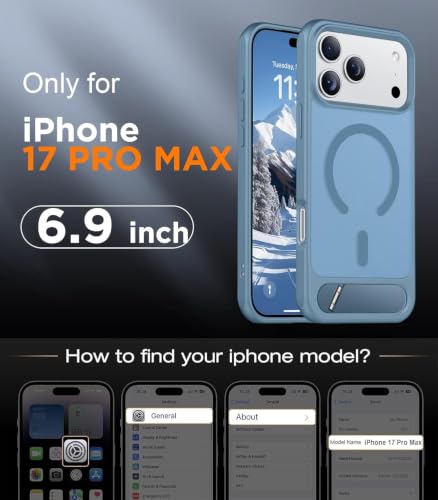 Image of Elzzi Translucent Matte Kickstand Case for iPhone 17 Pro Max, Built-in Adjustable Stand, Translucent Matte Magnetic Mag-Safe Shockproof Phone Cover (Official - Kickstand)
