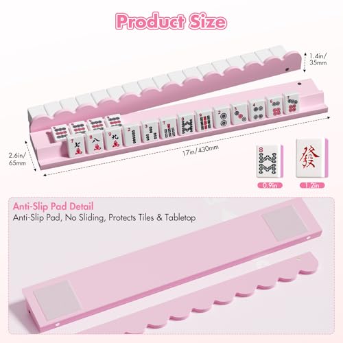 Scalloped Wooden Mahjong Racks with Pushers, 17" miniatura 2