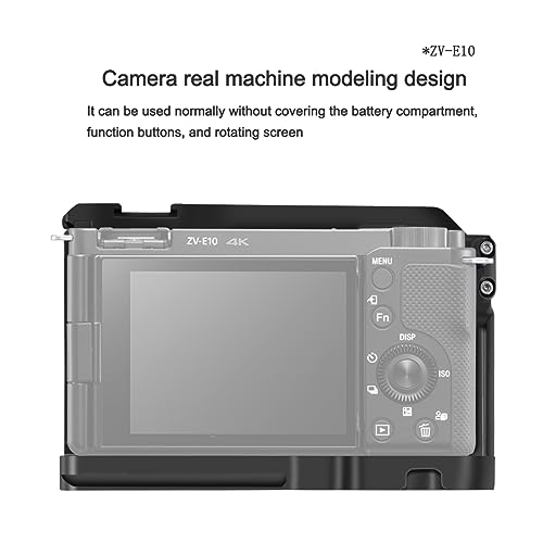 Image of Camera Cage Rig Wood Handle Grip Compatible with Sony ZV-E10 for Tube Clamps Top Handle, Side Handle, Microphones Camera Accessories.