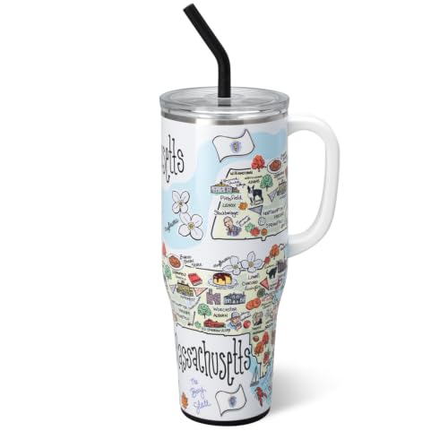 Swig Life 40oz Insulated Mega Mug with Handle & Straw, Massachusetts