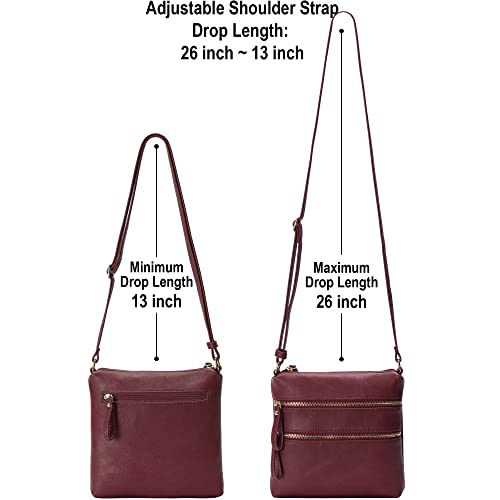 Image of Solene Small Multi Zipper Pocket Crossbody Bag with Adjustable Strap, Lightweight Travel Purse, Daily Small Messenger Pouch