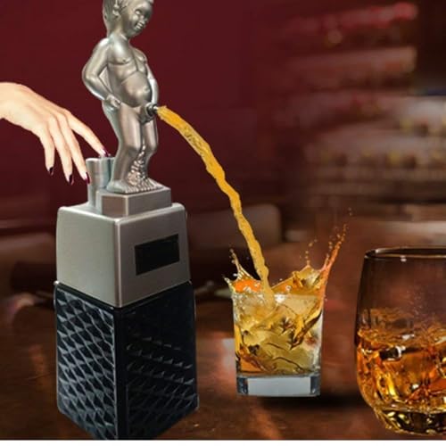 Image of BARRAID Bonny Boy Silver Manneken PIS Whiskey & Wine Dispenser - 500ml Battery Operated Beverage Decanter | Funny Bar Accessory & Automatic Liquor Pourer | Ideal Gift for Husband, Boyfriend, or Boss