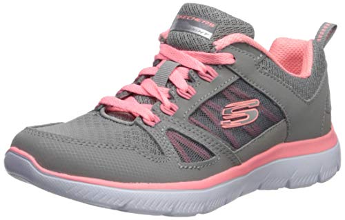 Skechers Summits-New World, Zapatillas para Mujer, Gris (Gray Leather/Mesh/Coral Trim Gycl), 37.5 EU