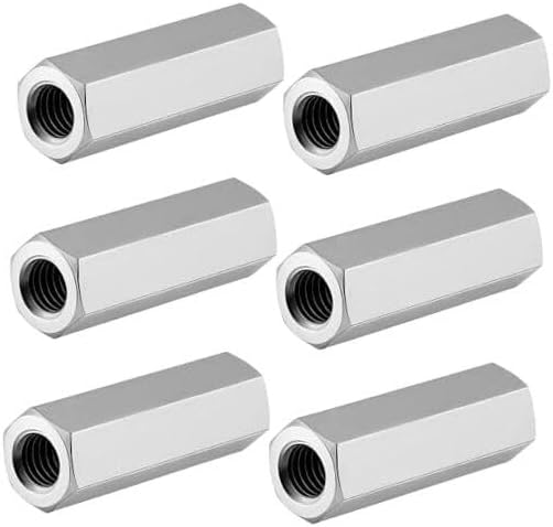 6 Packs M8 X 1.25 Pitch 40 mm Length Metric Hex Coupling Nut, Hex Coupling