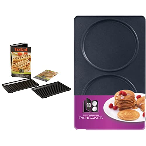 Tefal Coffret Snack Collection de 2 plaques grill-panini + livre de recettes XA800312 & Coffret Snack Collection de 2 plaques pancakes + livre de recettes...