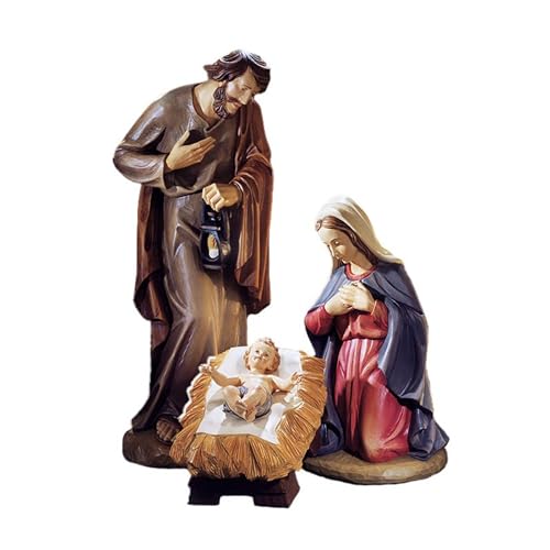 Avalon Gallery Nativity Sets - 3-Piece Hand Painted Val Gardena Nativity Statue Set, 30