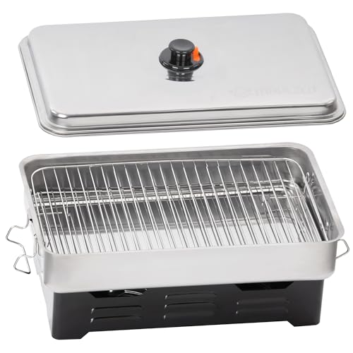Mahlzeit Edelstahl Tischräucherofen | 47 x 27 5 x 20 cm | Tischräucher-Set Räucherofen Smoker Fischofen | Räucherbox Tisch Räucherkasten Räucherkiste | Räucherzubehör Räucher-Set