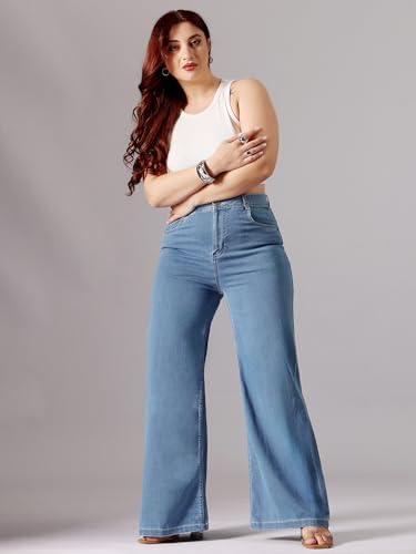 Image of Miss Chase A+ Women's High Rise Regular-Length Stretchable Denim Wide-Leg Shaping Jeans