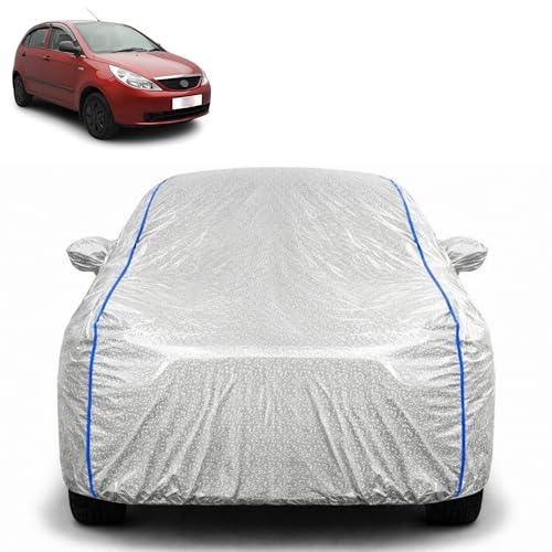 Image of Waterproof Car Cover for TATA Indica Vista | All Weather Protection | UV Resistant & Dustproof | Soft Cotton Lining to Prevent Scratches | Triple Stitched with Mirror Pockets & Elastic Hem
