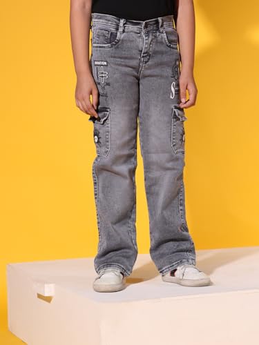 Image of Sky Heights Boy's Solid Cargo Jeans Mid Rise Regular Fit