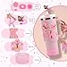 15PCS Cup Accessories Set for Stanley Cup 30oz 40oz Tumbler with Handle, Including Silicone Straw Cover and Boot, Spill Proof Stopper, Stanley Charms, Handle Charm, Initials Sticker (Letter K, Pink)