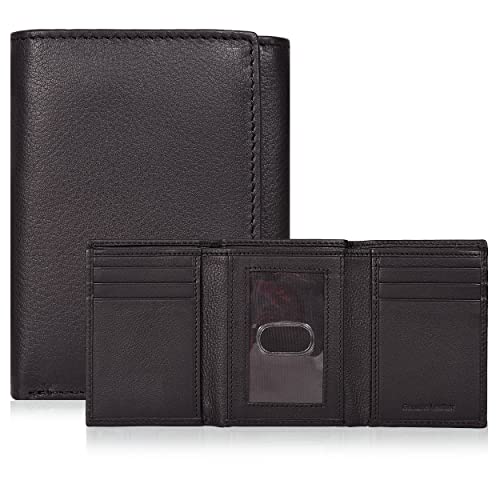 Image of Tri fold Leather Wallet for Men with RFID | Slim Wallets for Men with 1 ID and 6 Credit card slots | Front Pocket Minimalist