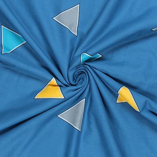Image of Story@Home Comforter Double Bed |100% Cotton Blanket |150GSM, 225 X 240 cm | AC Comforter Double Bed | Blue, Geometric Pattern Quilt for Double Bed | Duvet | Dohar | Perfect for Festive Gifting