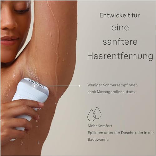 Braun Silk-épil 7, Epilierer Damen, Haarentferner für Langanhaltende Haarentfernung, Ladyshaver, Wasserdicht — Inkl. Bikinitrimmer (Haartrimmer Intimbereich), Made in Germany — 7-241, Weiß/Silber 4