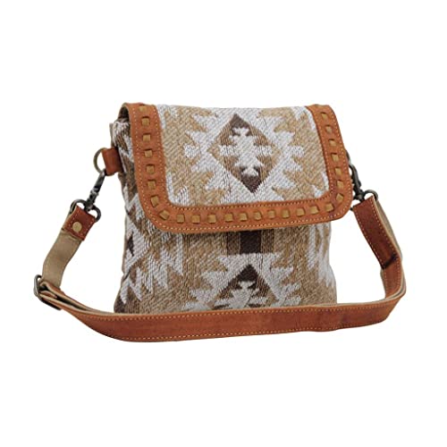Image of Myra Bag Aztec Purse for Women - Canvas Bag with Real Leather Detailing, Boho Handbags for Women, Cute Western Purse