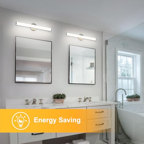 Image of OOWOLF 31.5 Inch LED Bathroom Vanity Light, Brightness Adjustment Vanity Light Bar 30W 3000LM, Natural White 4000K Wall Lights Fixture Over Mirror, Modern Vanity Lighting for Bathroom /Dressing Room