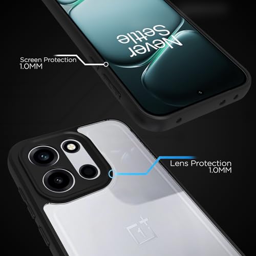 Image of RIGGEAR Shockproof Sleek Hybrid Armor Back Cover Case for OnePlus Nord 6 5G / Nord CE 6 5G (Clear PC + Black TPU Bumper)