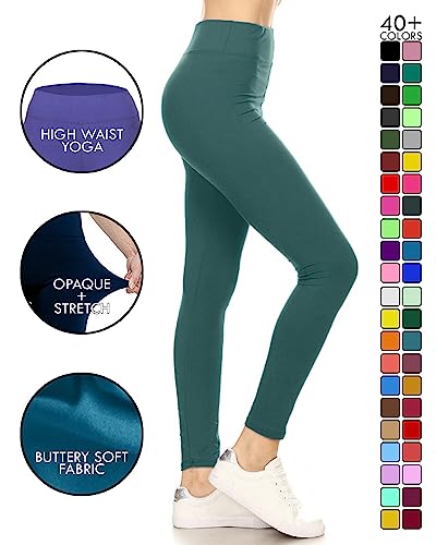 Image of Leggings Depot High Waisted Leggings for Women Buttery Smooth & Soft Women's Solid Yoga - Reg, Plus, 1X3X, 3X5X