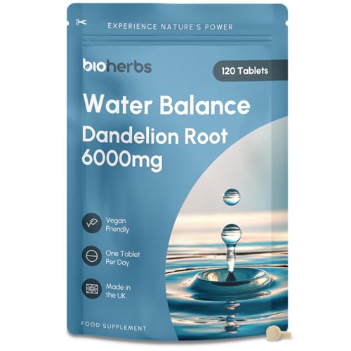 Water Retention Tablets - Dandelion Root Capsules 6000mg (4-Month Supply) | 120 Vegan Tablets by BioHerbs