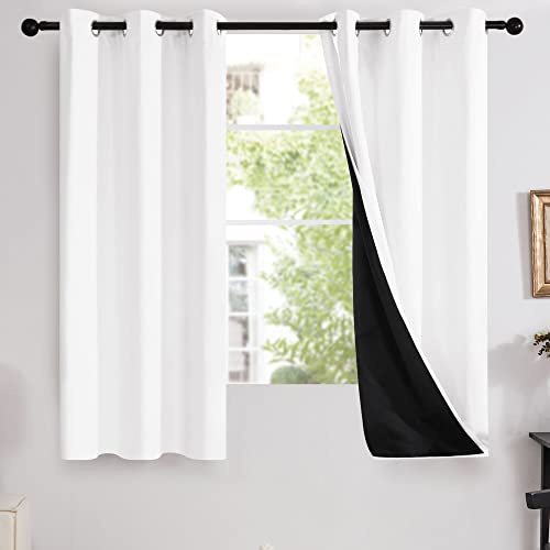 Image of Deconovo 100% Blackout Curtains for Bedroom, Thermal Insulated and Noise Reducing Drapes, Room Darkening Window Curtains with Double Layer, Oeko-TEX Certified (Pure White, 42x63 Inch, 2 Panels)