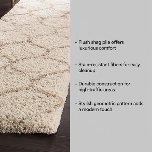 Image of Carpet for Hallway, Kitchen, and Modern Interiors, Cozy Shag Runner for Living Room, Entryway & Office Decor Size 1.5x4 feet Ivory M