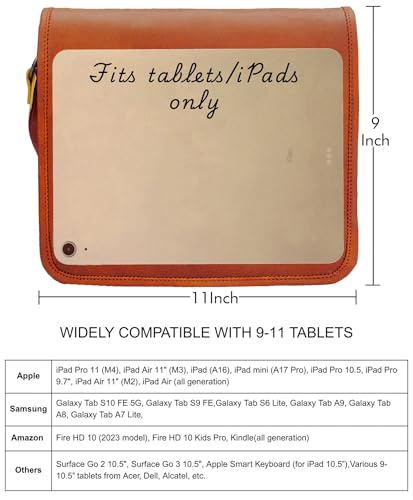 Image of Rustic Town 11-inch Small Vintage Leather Crossbody iPad Pro Tablet Messenger Bag for Men Women, Carryon Book Everyday Office Work College School Business