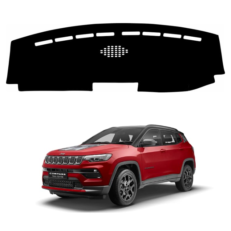 Image of Car Dashboard Cover Compatible with Jeep Compas 2021-2025, Compas Accessories, car Dashboard mat, Anti-Slip Dashboard Cover, Dash Board Cover (Black)