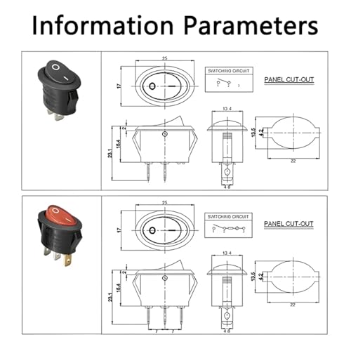 Interruptor KCD1 ovalado de 3 posiciones para solucionar fallos de encendido eléctrico 6