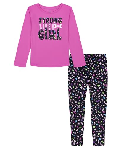 Under Armour UA Printed LS Legging Set, Vivid Magenta Speckle, 18M