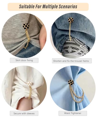 Image of Magnetic Clips with Chain Hijab Magnets for Pant Hem Leg & Sleeve Adjuster Hijab Scarf for Women for Clothing Accessories with Rhinestone Embellishments