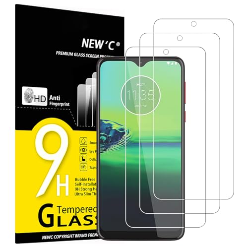 NEW'C 3 Piezas, Protector Pantalla para Motorola Moto G8 Play, Cristal templado, Sin Burbujas, Dureza 9H, 0.33 mm Ultra Transparente, Ultra Resistente