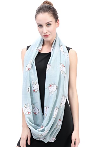 Lina & Lily Rabbit Bunny Print Women's Infinity Scarf Lightweight3