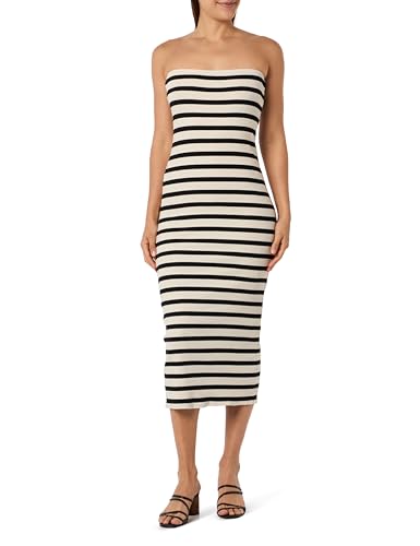 Vila VIHEIDI Midi - Vestido de Tubo, Abedul/Rayas: Negro, M