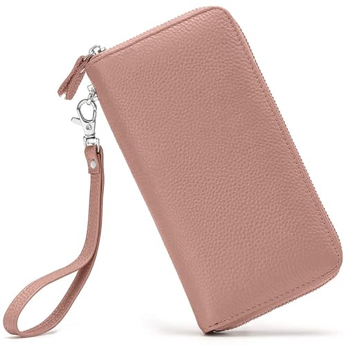 Image of Womens Wallet RFID Blocking Genuine Leather Zip Around Wallet Clutch Wristlet Travel Long Purse for Women