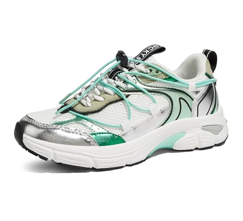 LUCKY STEP Zapatillas Deportivas Mujer con Plataforma, de Malla y Cordón Ajustable para Running, Gimnasio, Trabajo y Estilo de Vida Casual y Deportivo (Verde Claro, 10US-40EU-7UK)