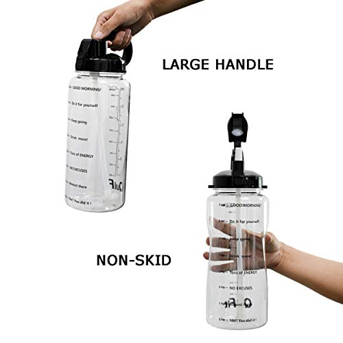 最安値 水筒 00ml 直飲み スポーツボトル 時間マーカー ストロー付き 直飲み 取って プラスチック 目盛り 漏れ防止 Bpaフリー ブラックの価格比較