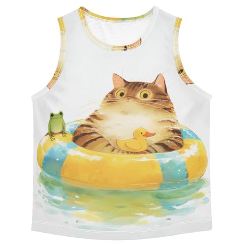 Bolaz Boys Athletic Quick Dry Tank Top Sleeveless Workout T Shirts Age 11-15,Cat and Duck