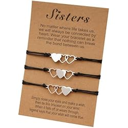 Pulseras De Mejores Amiga SIOPPKIK Pulsera de amistad a juego de pulseras de deseo, pulseras de mejor amigo, pulseras de distancia, regalos para mujeres y niñas(3 piezas)