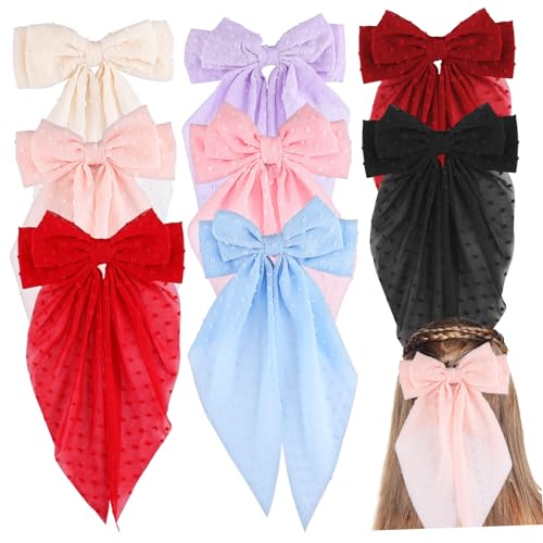Barrettes grand nœud chiffon antidérapantes pour queue de cheval