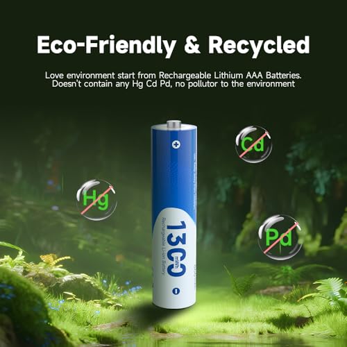 Image of 8 Pack 1300mWh Rechargeable Lithium AAA Batteries, 1.5V Output | High Capacity Triple aaa Li-ion Battery, 1600 Cycle, Wide Temp -40F~140F, Long-lasting lithium Battery, for Home Devices