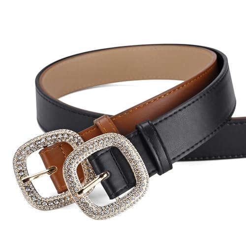 Leather Belt Square Buckle Ladies Belt Casual Classic Grommet Leather Belts for Dress Jeans Pants3