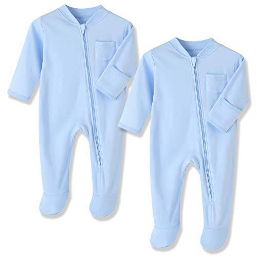 Image of Eleven's Kingdom Baby Kids Sleep and Play,Baby Cotton Pajamas with Mitten Cuffs, 2 Way Zipper Footed Sleeper 0-12 Month