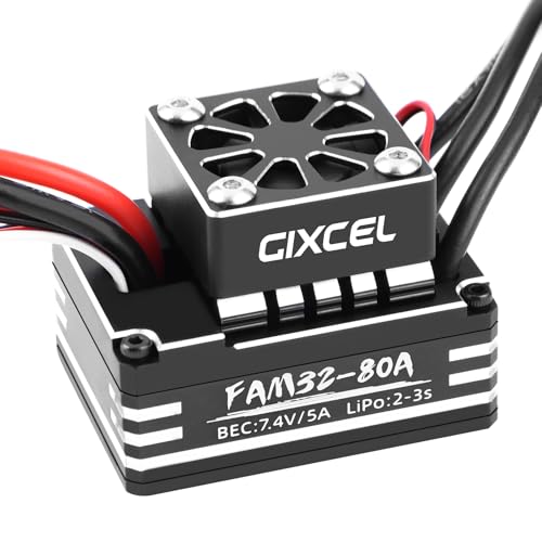 GIXCEL 80A Brushless ESC, Waterproof High-Performance Speed Controller for 1/10 RC Crawlers TRX4 SCX10 Upgrades